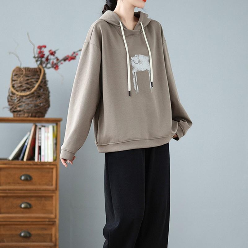 Hanorace vintage supradimensionate din bumbac casual femei largi primavara toamna pulover hanorac topuri