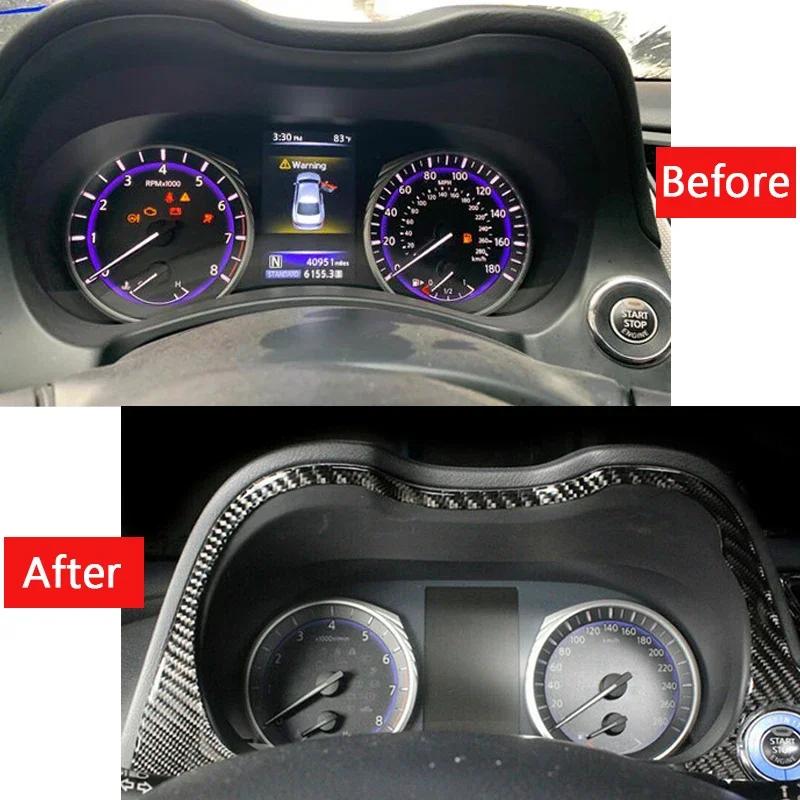 For Infiniti Q50 2014 2015 2016 2017 2018 2019 Car Carbon Fiber Look Interior Dashboard Frame Cover Trim Decorative Sticker ABS
