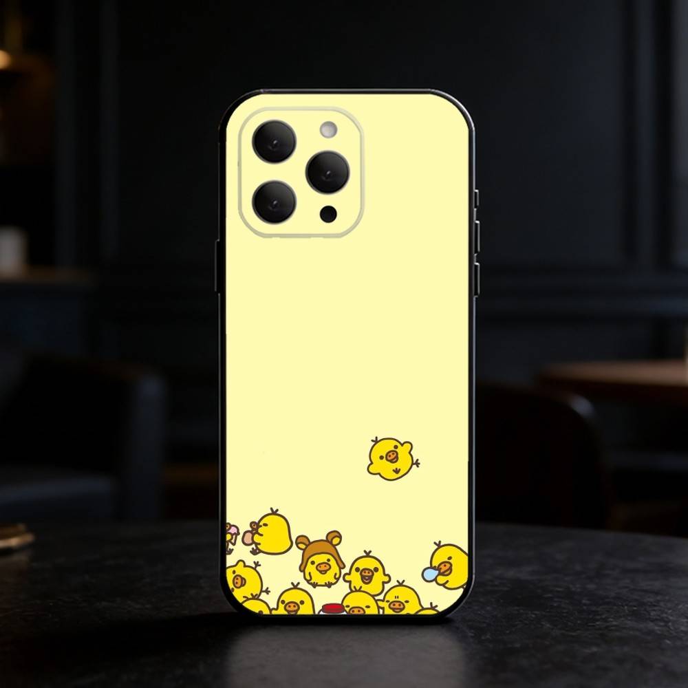 

Yellow Duck Cute Phone Case For iPhone 17,16,15,14,13,12,11 Plus,Pro Max,SE4Soft Silicone Black Cover iPhone12PRO