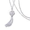1116 Faux Crystal Necklace Knotted Beaded Long Tassel Shiny All Match Women Long Pendant Sweater Necklace Pendant Necklaces