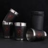 4pcs/set Vodka Cup 304 PU Holster Russia Stainless Steel Mini Wine Tumbler Portable Personalized 30ml/75ml/170ml Shot Glass Set