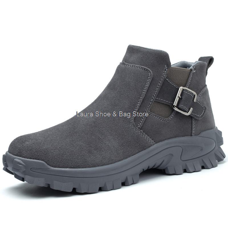 Fashion Men's Safety Shoes Puncture-Proof Outdoor Sneakers for Man Steel Toe Indestructible Safety Boots Men Work Shoes Suede Work Boots
