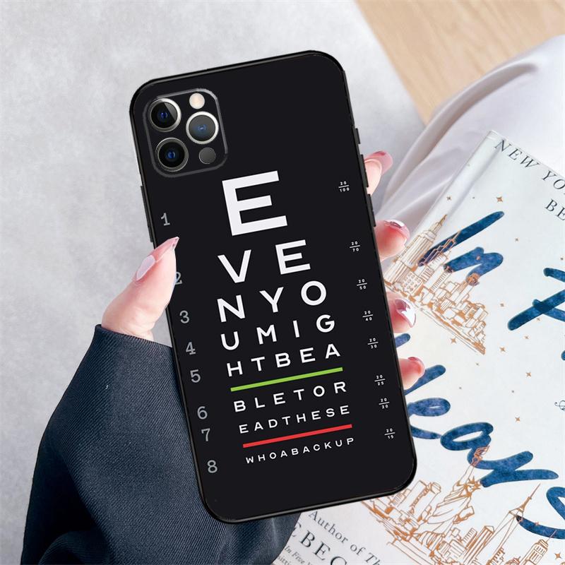 Vision Test Chart Phone Case For iPhone 15 16 Pro Max 11 12 13 Mini 14 Pro Max XR 15 16 Plus 16e Cover Coque