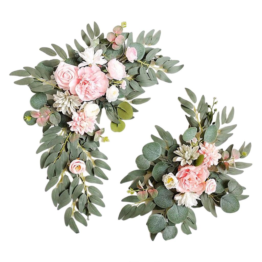 2x Künstlicher Kranz Schmuck Foto Requisiten Dekoration Handgemachte Kunst Deko DIY Szene Layout Hochzeitsbogen Blume für Innenfenster