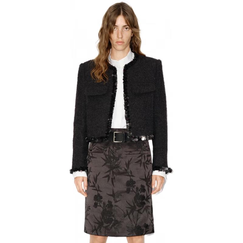 

MO&Co. Короткий жакет из буклированной ткани с добавлением шерсти и пайетками S