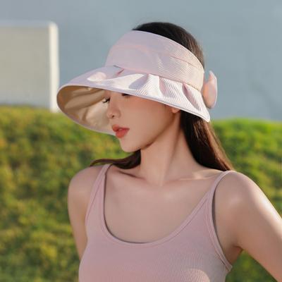 Hat Women's Simple Versatile Sunscreen Empty Top Hat Color Glue Bow Sun Hat Outdoor Sun Hat Summer