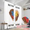 2pcs 2D Flat Printing Window Curtains Diversity Unity Heart Puzzle Polyester Without Electricity Party Decorations Use for Photo
