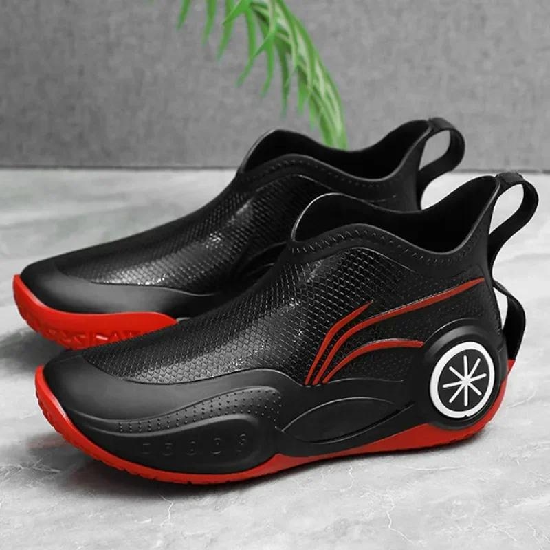 Man Shoes Outdoor Fishing Rain Boots for Men Summer Comfortable Gum Gumboots Garden Waterproof and Non-slip Wide Toes Loafers
