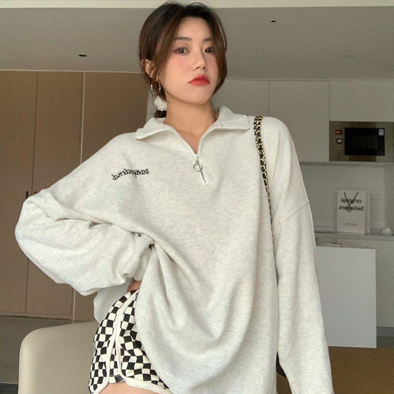Plus Size Embroidery Hoodie Jacket: Stand Collar, Loose Fit, Mid-Length, Autumn 2025 Edition