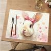 6PC Easter Bunny & Heart Print Placemats Suitable for Home Dining, Spring Table Setting, Easter Party Decorations