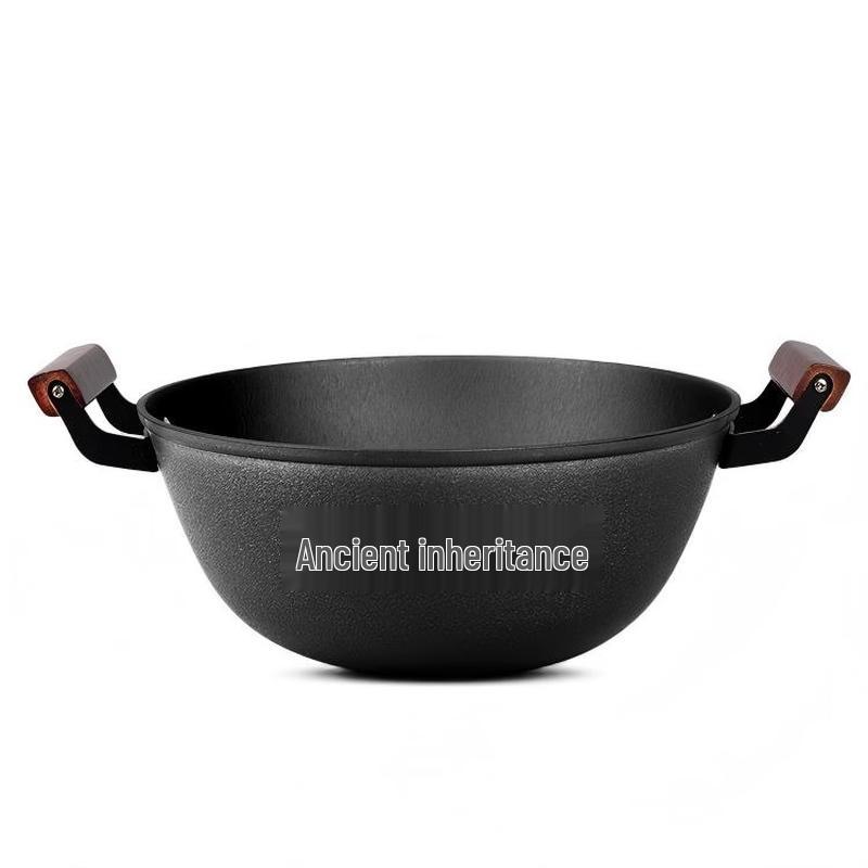 Versatile 34cm Iron Wok and Stew Pan Set 34cm