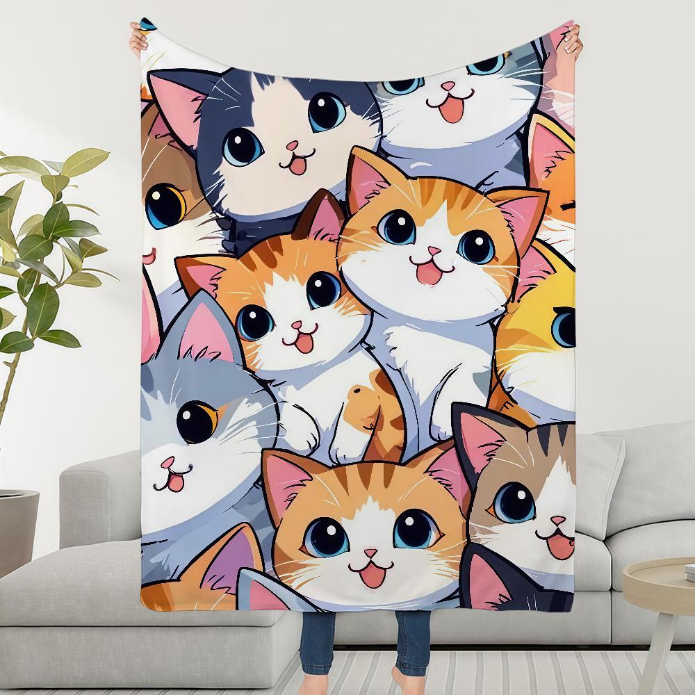

Blanket Throw Super Big Cosy Cute Plush Living Room Sofa Couch Cartoon Childish Cat Eyes Birthday Gifts 75x90cm