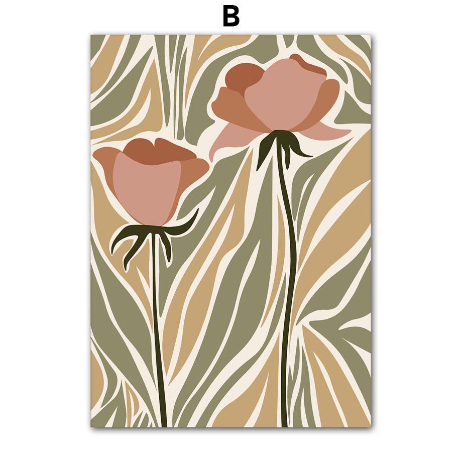 Абстрактний Квітковий Ринок Троянда Ромашка Ваза Листок Настінне Мистецтво Картина на Полотні Вінтажні Плакати та Принти Картинки Вітальня Домашній Декор