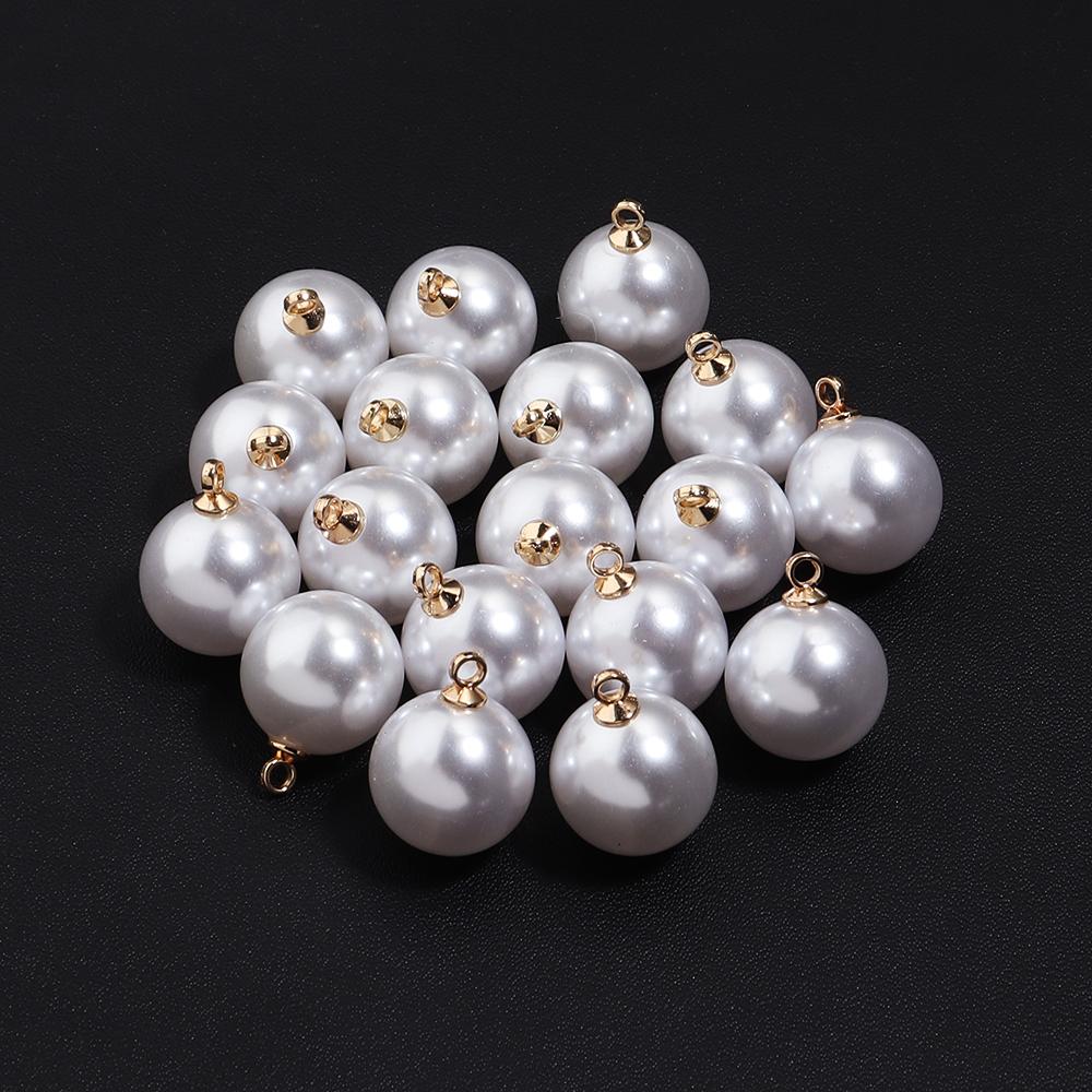 10-20 pcs/lot 6-20mm Round ABS Imitation Pearl Beads Pendant Beige White Charms For Jewelry Making DIY Fashion Necklace Earrings