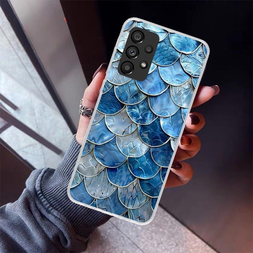 Fish Scale Pattern Mermaid Phone Case For Samsung Galaxy A12 A52S A42 A32 A22 A51 A50 Note 20 Ultra 10 S10 Plus A71 A70 A31 A30