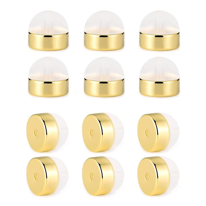 12 Pieces Soft Silicone Earring Backs for Studs Silver Gold Earring Replacements Hypoallergenic Safety Earring Back