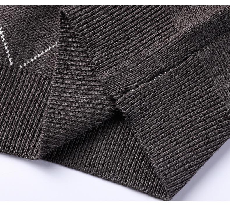 Men's 2025 Autumn/Winter Diamond Jacquard Knit Sweater - Round Neck, Long Sleeve