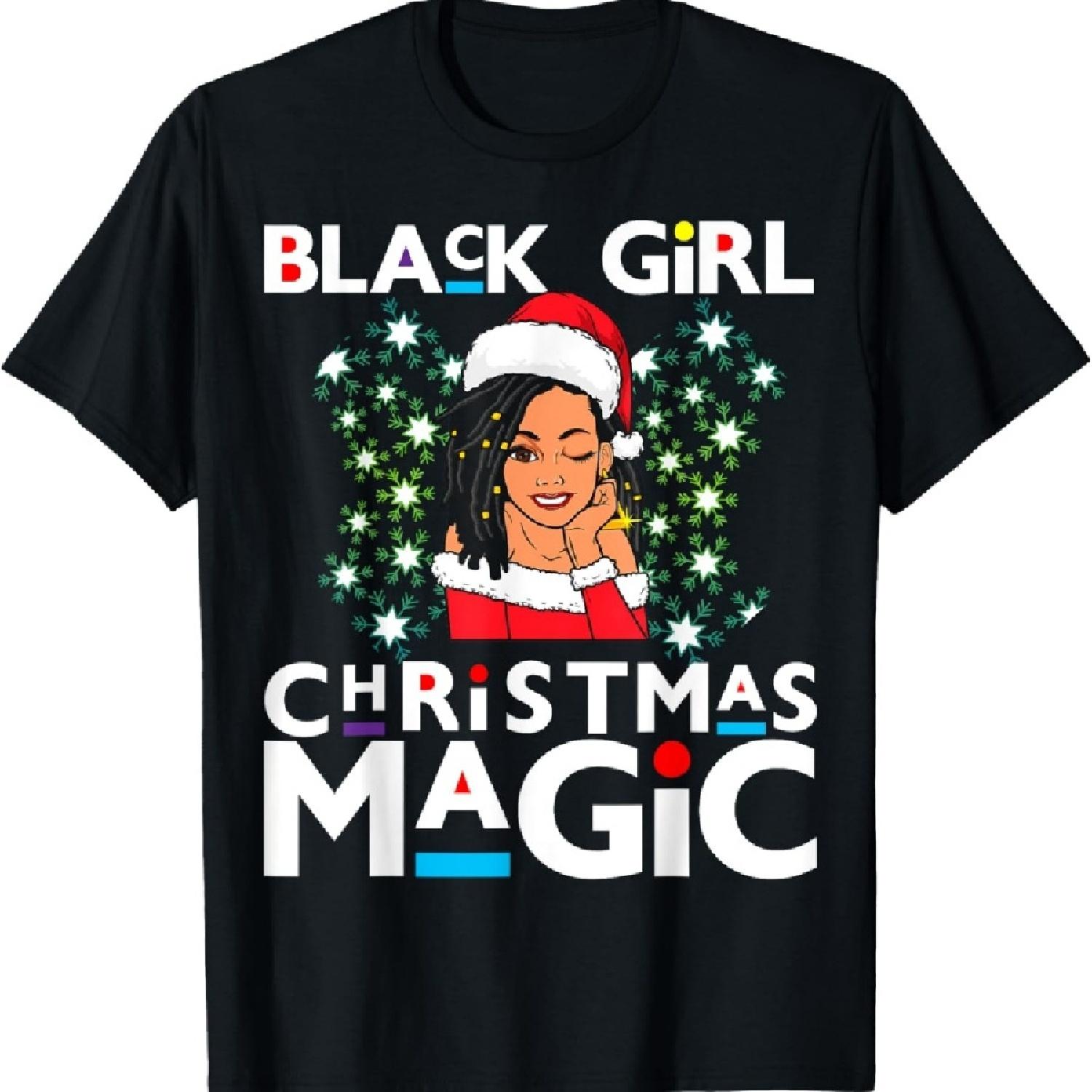 

Melanin Girl Magic Black Mrs Claus Fun Hair Christmas Dreads T-Shirt XXXXXL чорний