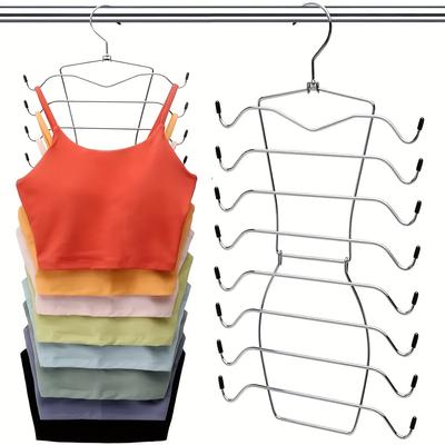 [1 Stück Edelstahl Organizer] 1 Stück Schwerlast Edelstahl Schrankorganizer, 8-stufiger Tanktop-Aufhänger | Faltbare Studentenwohnheim-Essentials