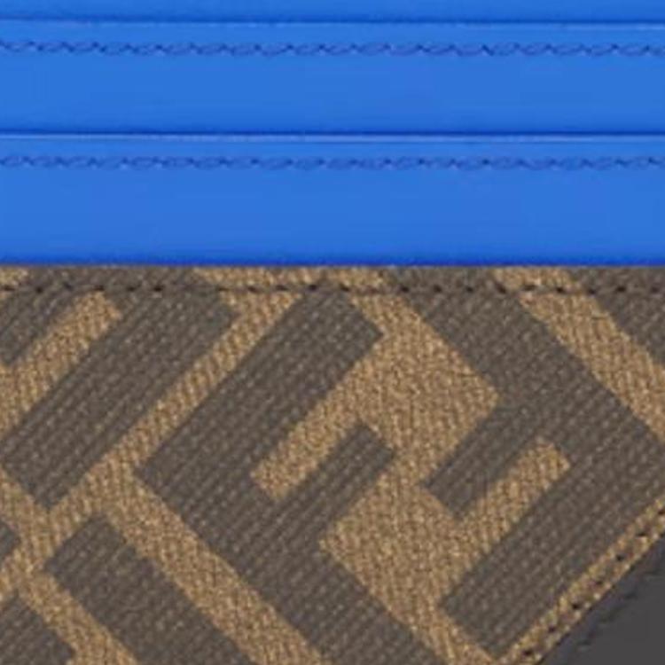 Fendi Diagonal Striped Texture FF Pattern Calfskin Card Holder Men Accessories Blue Brown 7M0164AFCBF1Q1O