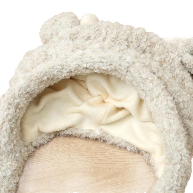 Women's Plush Antler Plush Hat Autumn and Winter Outdoor Cold Warm Hat Windproof Warm Slouchy Hat