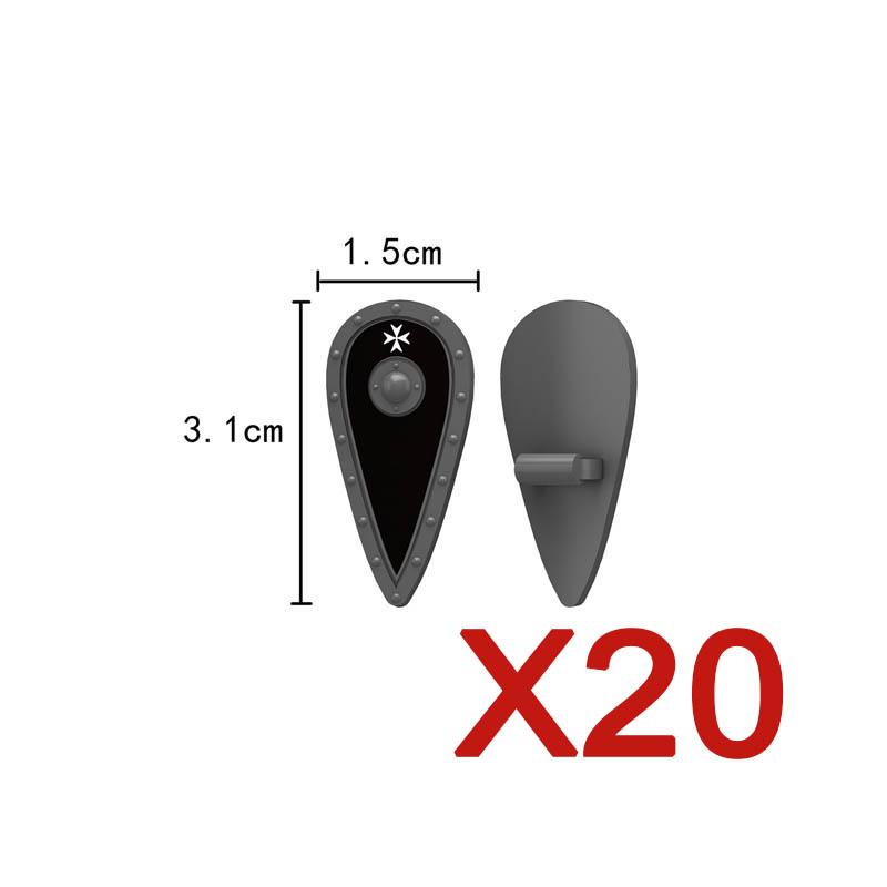 MOC Mittelalterliche Bausteine Charakter Ritter Krieger Zubehörset Helm Schulterrüstung Schild Bogen Pfeil Stein Geschenk Spielzeug X022