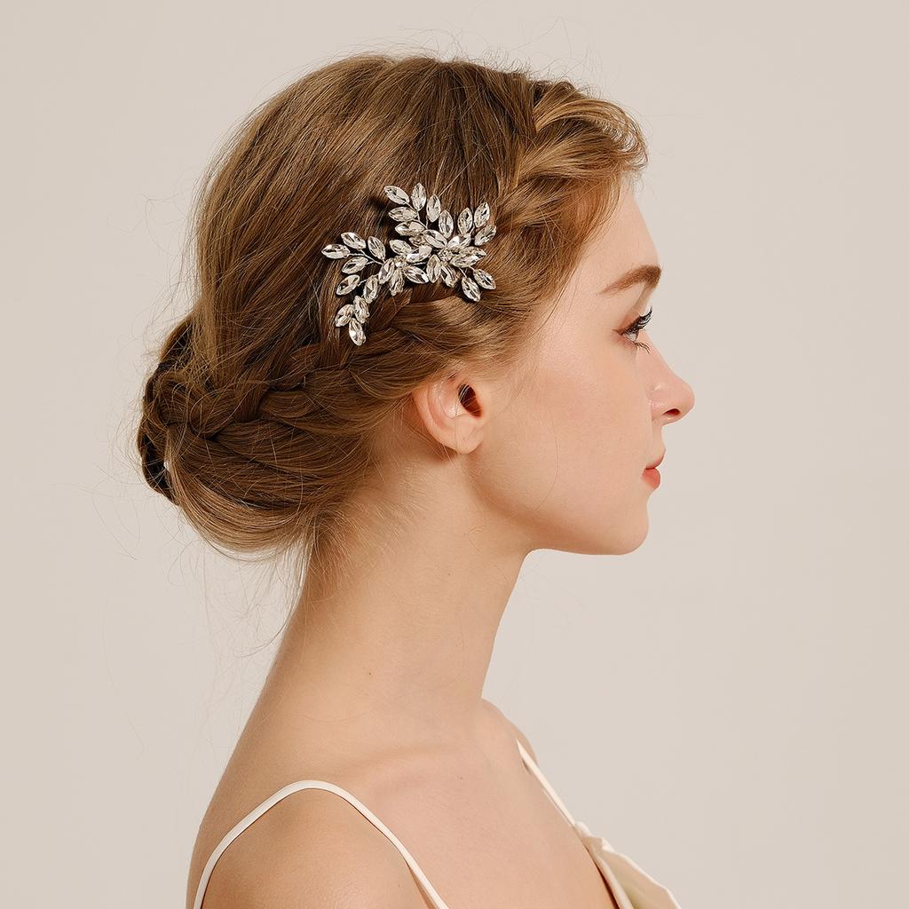 Wedding Jewelry Hairpin Antique Style Hairpin U-shaped Hair Fork Pin Handmade Marquise Rhinestone Bridal Hairpin