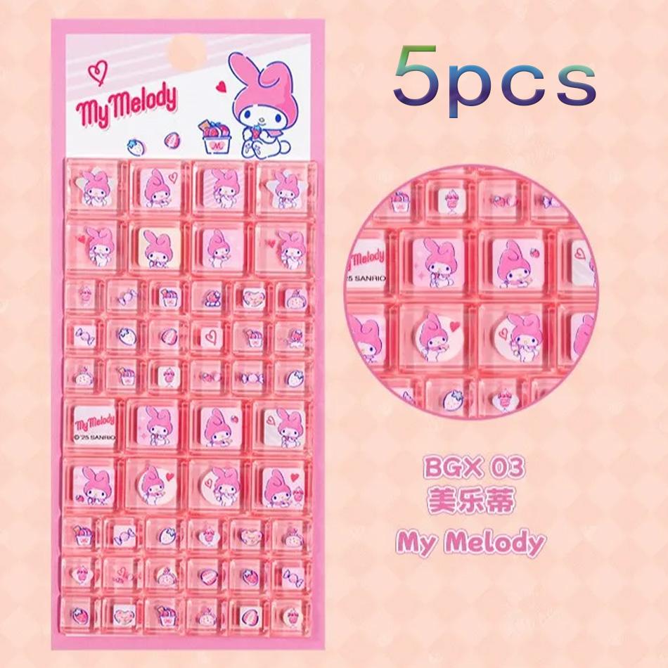 Sanrio Hello Kitty Cartoon 3D Square Stickers Anime Phone Laptop Luggage Decoration Creative DIY Rhinestone Decal Kids Toys Gift