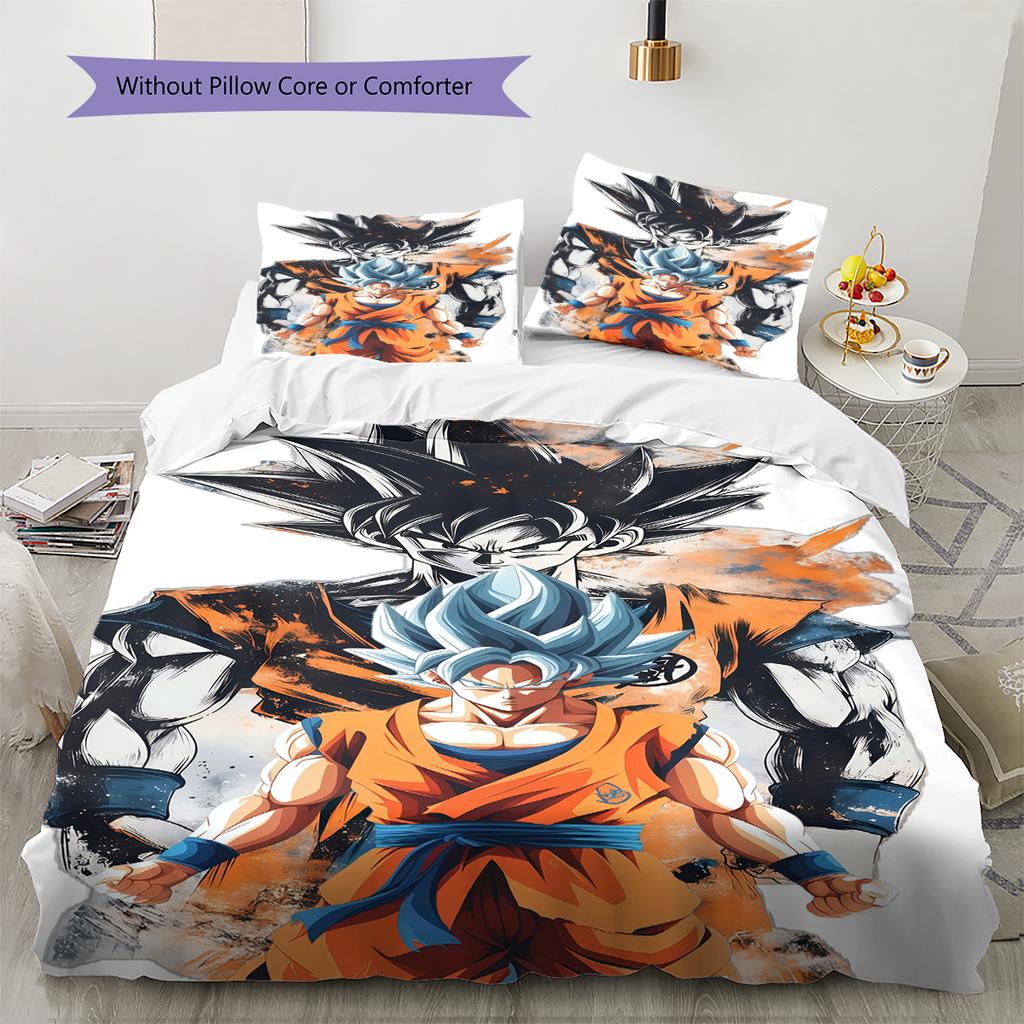 Biancheria da letto con motivo Son Goku, Set piumone Copripiumone Federa Regalo di compleanno per la casa (1 * copripiumino + 2 * federa, senza nucleo)
