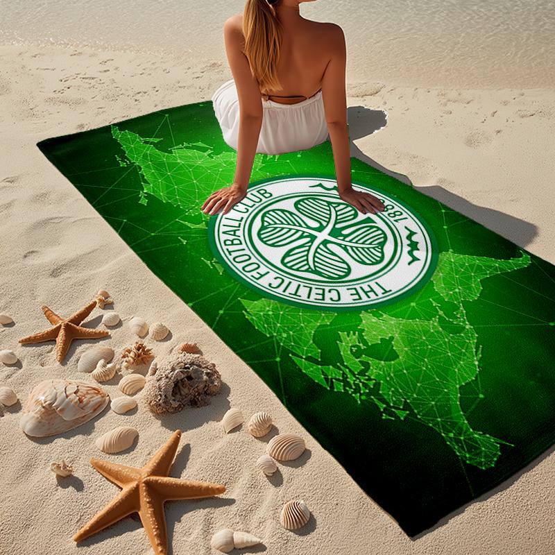 Celtic Football Club Wappen Strandtuch, Super Weiche Mikrofaser, Geschenk für Sie/Ihn, Geburtstag, für Pool, Strand, Reisen, Heimdekoration Fanartikel