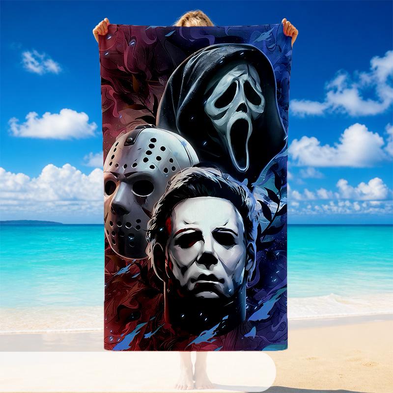 Quick Dry Beach Towel Horror Movies Pattern, Lightweight Absorbent Towel for Pool Beach Vacation Use