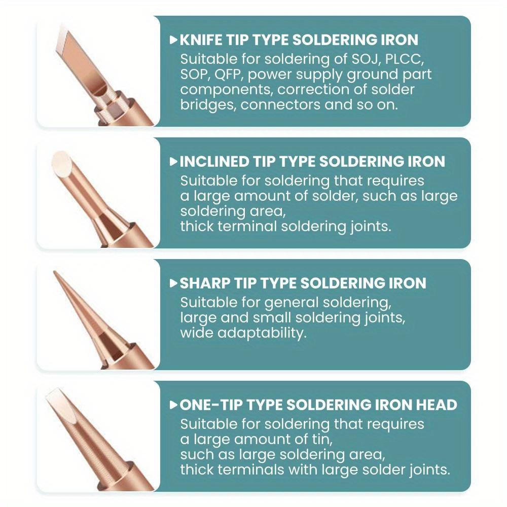 7pcs Copper T Soldering Iron Tip Set Electric Soldering Iron Lead-free Welding Tips Head BGA Soldering Tools Welding Tips