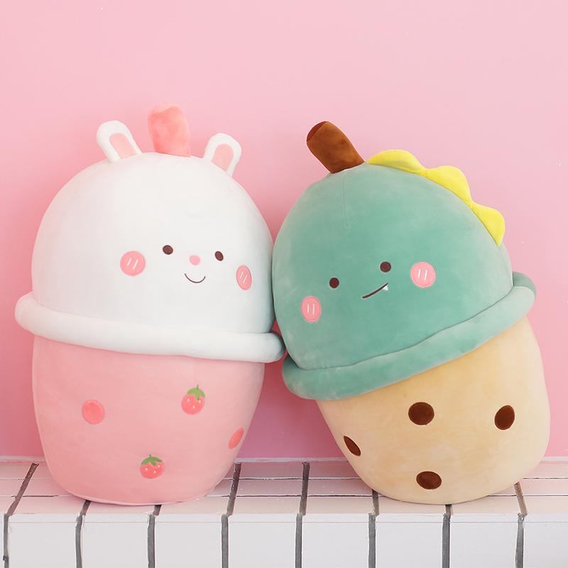 Boba Plushies Bubble Tea Plush Toys Cartoon Bubble Tea Cup Stuffed Soft Animal Milk Tea Plush Food Pillow Gifts for Kids Girl