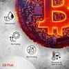 1PC Bitcoin Crypto Metal Wall Art Glitter Red Orange Sign Home Office Mining Decor