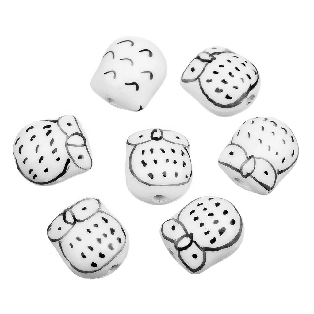 5Pcs Owl Ceramic Beads Colorful Cute Animal Loose Beads for Jewelry Making Accessories DIY Bracelet Necklace Keychain Charms