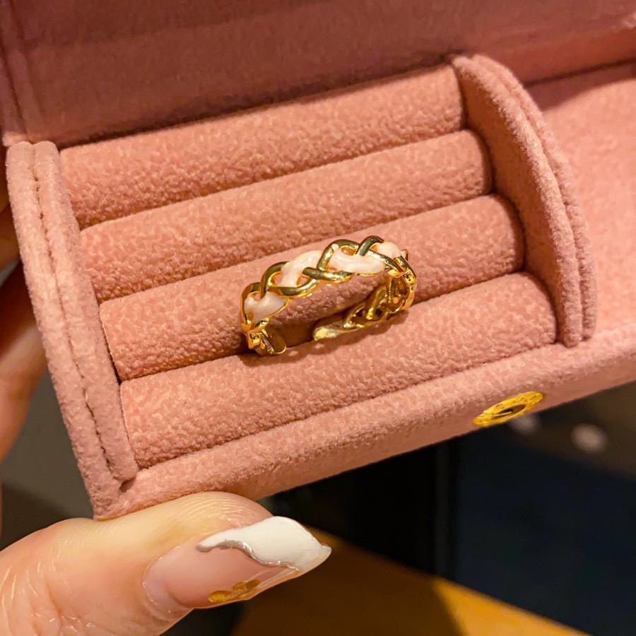 

Floral Open Ring With 18k Gold Plating And Zircon Stones For Womens Fashion Accessory GoldPink