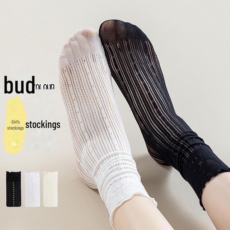 Women's Cute Lace Mary Jane Socks - Medium Tube, Calf-Length, Thin, Sweet, Summer Style.