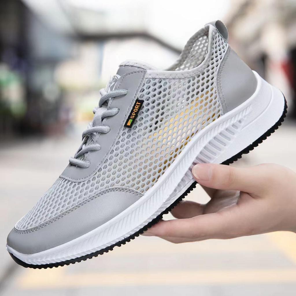 Summer Hollow Sports Shoes Mesh Breathable Men's Casual Shoes Mesh Shoes Casual Soft Sole Comfortable Versatile Running Shoes