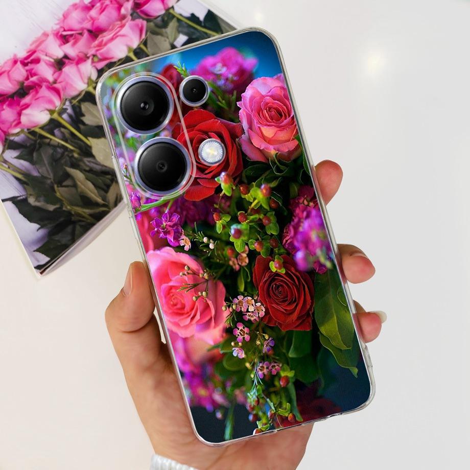 For Xiaomi Redmi Note 13 Pro 4G / 5G Back Case SOFT Slim TPU Silicone Flower Butterfly Colorful Bumper Funda For Note13 Pro Capa