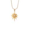 Colar Feminino Nova Moda Versátil Estrela de Oito Pontas Cobre Banhado a Ouro Zircônia Design Pingente Corrente para Clavícula de Aço Titânio