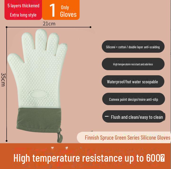 Silikonowe Żaroodporne Antypoślizgowe Rękawice Kuchenne do Pieczenia
