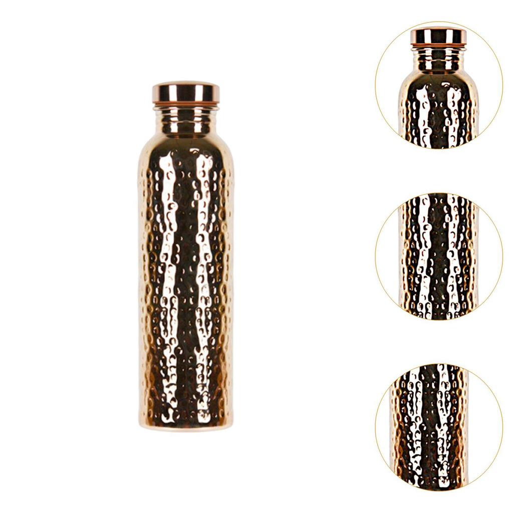 Hammered Water Bottle Portable Handcrafted Metal 800ml Water Vessel Drink Bottle for Hiking Office Outdoor Fishing Backpacking