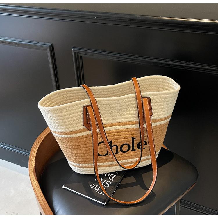 

Плетеная сумка из веревки, модная женская сумка, большая вместимость, плетеная сумка-тоут, портажная пляжная сумка для морского отдыха покинуть белый