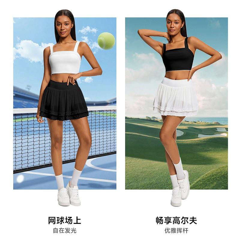 Womens Sport Skirt With Liner Mesh Pleated Tennis Yoga Running Short Fall