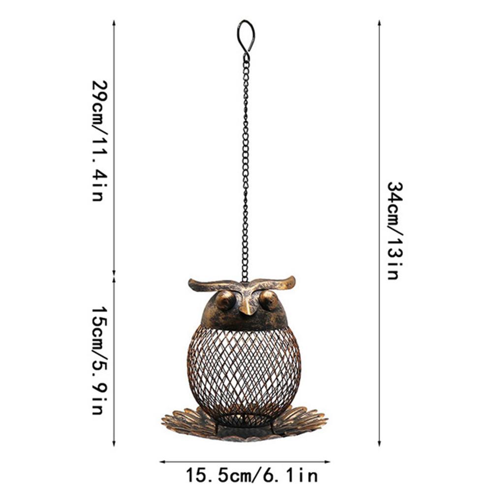 Metall Eule Vogelfutterspender Hängender Garten Hof Futterspender Kolibri Futterröhre Wildvogel Futterstation Außendekor
