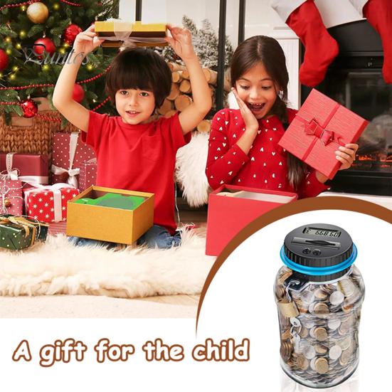 Safe Money Box for Savings Digital Coin Bank with Intelligent Counting, Safety Padlock ABS Transparent Personal Lock Jar, Management Kids And
