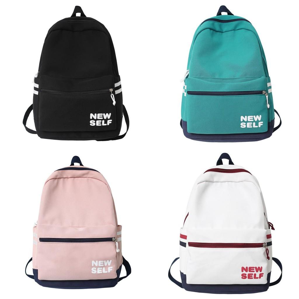 Blocked Color Fashionable Letter Printed Large Capacity Student Backpack