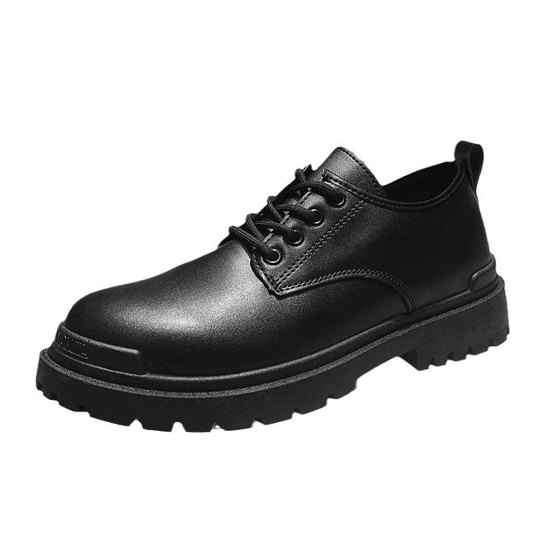 Men's leather boots autumn new British platform casual trend men's shoes formal chef work shoes low top Martin boots