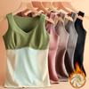 Women's Autumn and Winter Fleece-lined Thickened Thermal Vest Solid Color Warm Heat-Generating Underwear Seamless Sleeveless Top