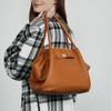 The First Layer Of Cowhide Large Fashionable And Simple Hand Bag Pleated Vegetable Basket Bag Temperament Genuine Leather Shoulder Portable Bag